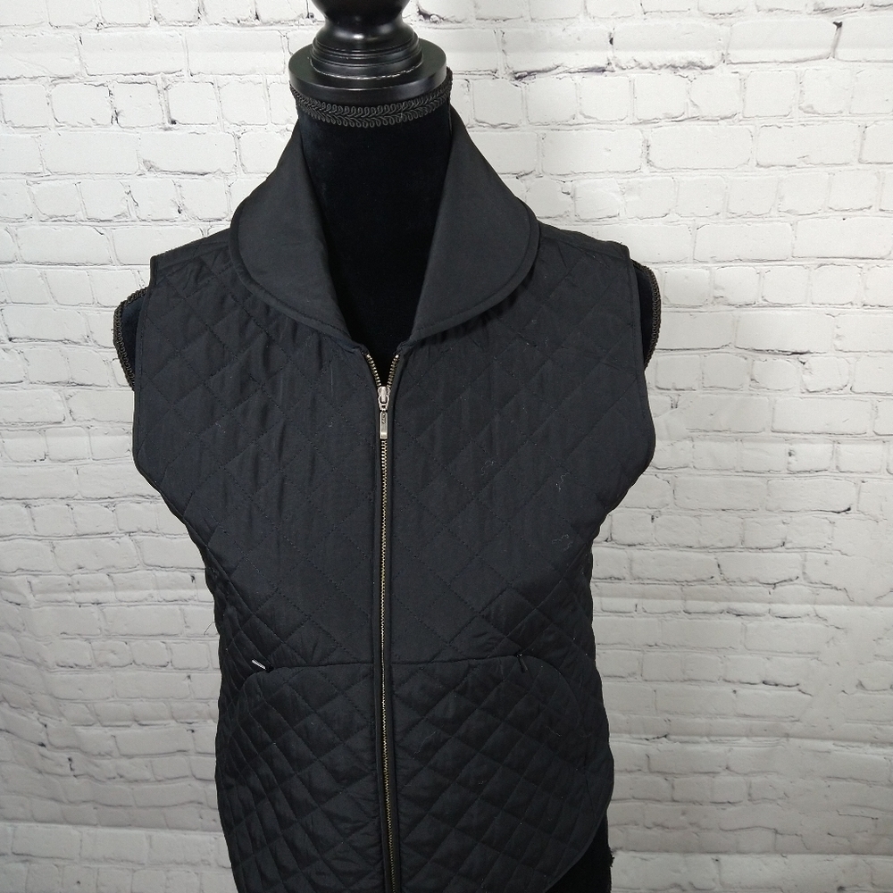 Marisa Christiana Quilted Black Zippered Vest